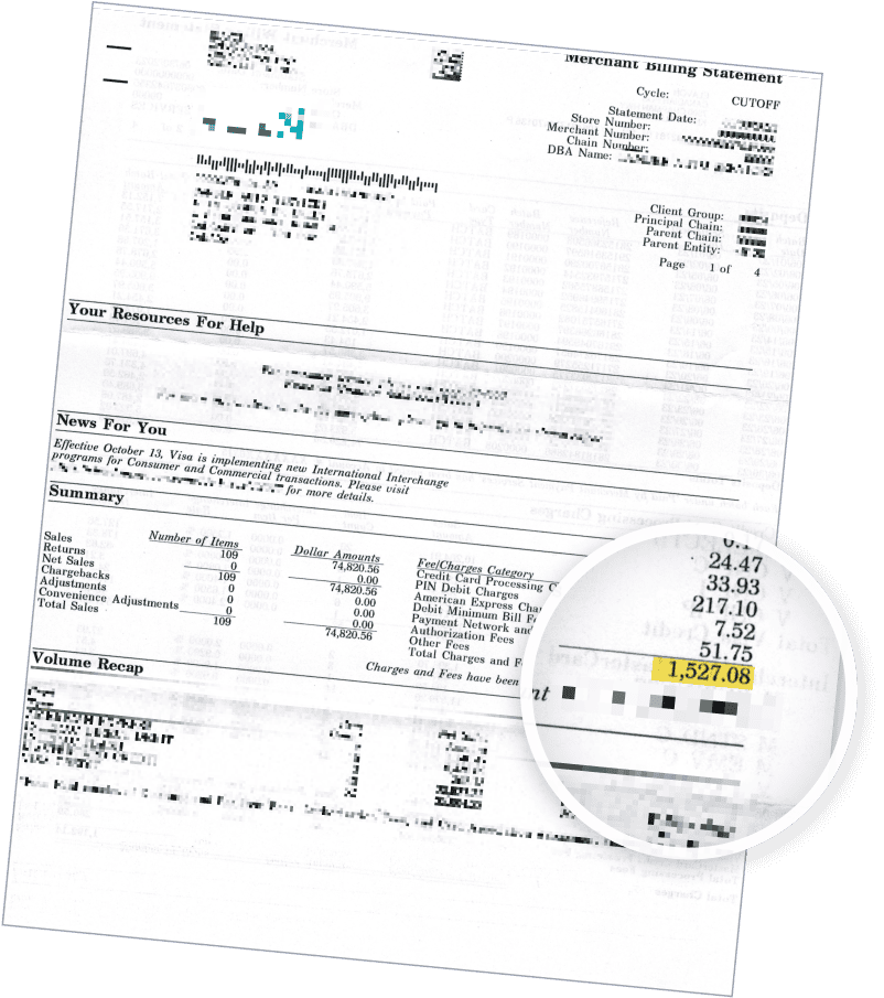 Billing statement showing $1,527.08 in total charges